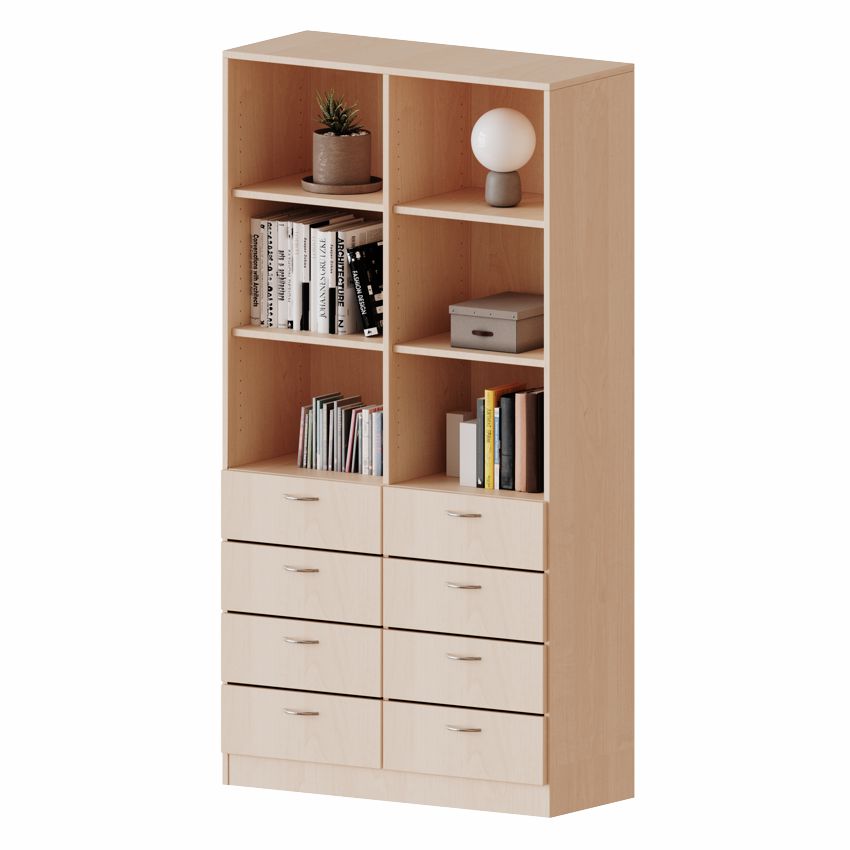 Kombinationsschrank 5 OH mit schmalen Schubladen, mit MW, 2 Breiten, 4 Dekore